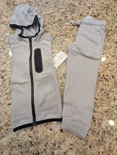 Athletic Works Boys Active Microfleece 2 PC Set Jacket Pants Grey size XS (4-5)