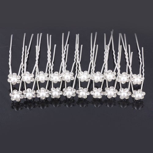 5 Bobby Pearl Flower Diamante Crystal Hair Pins Clips Prom Wedding Bridal Party - Picture 5 of 5