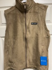 Columbia Men's Vest Full Zip Up Fleece -Tan-Steens mountain Small New With Tags