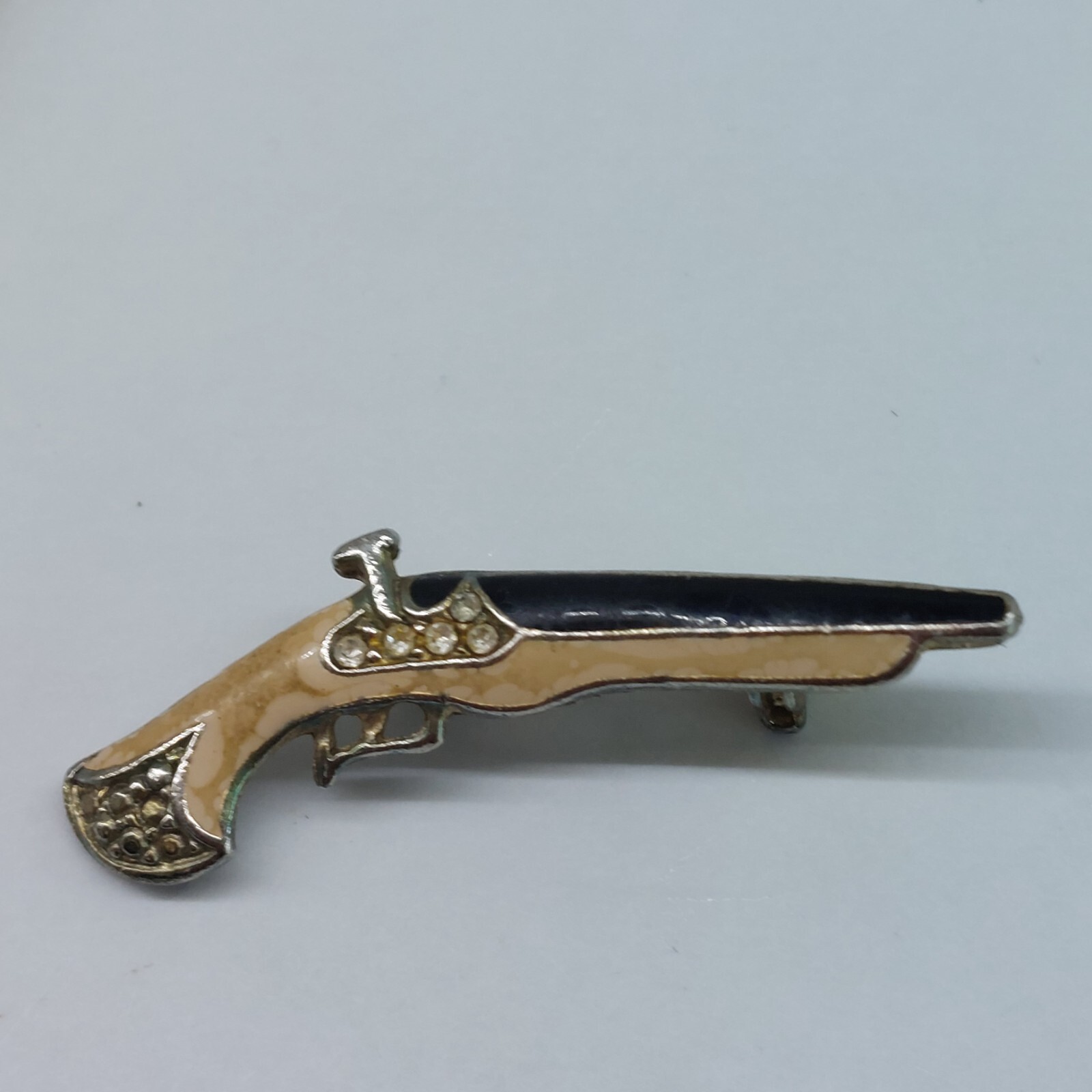 Small Enamel & Diamanté Vintage Pistol Gun Flintlock Firearm Brooch eBay