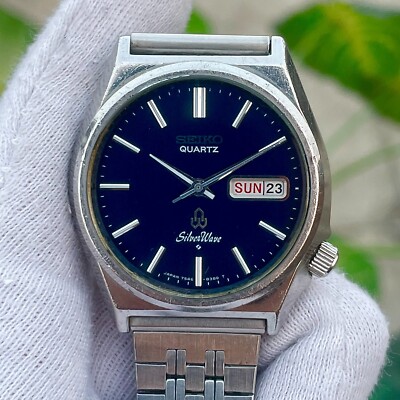 Reloj Vintage Seiko SilverWave Espejo Esfera Azul 7546-8340