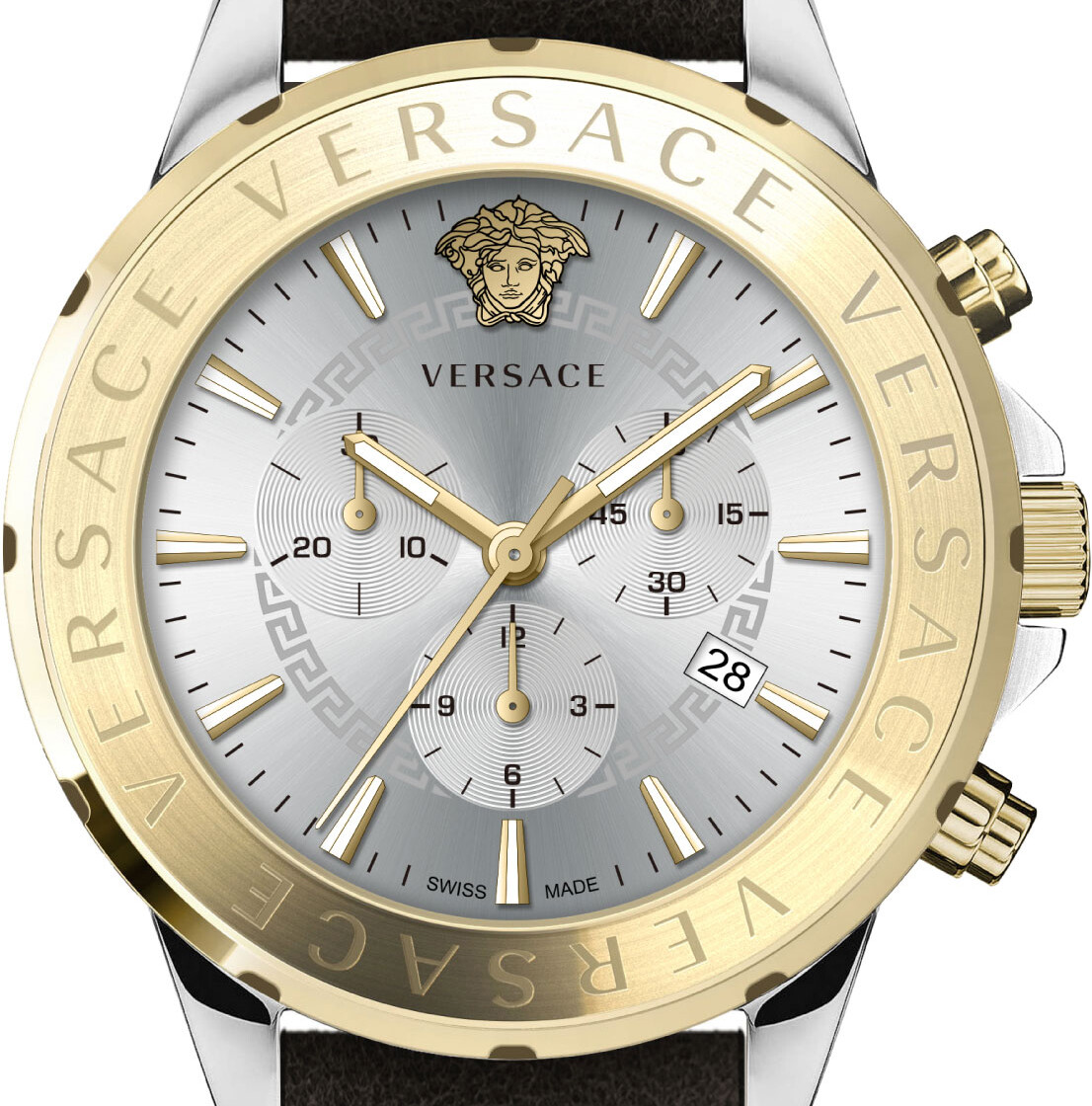 Versace VEV601323 Signature Chronograph gold silver brown Versace VEV601323 Signature Chronograph gold silver brown