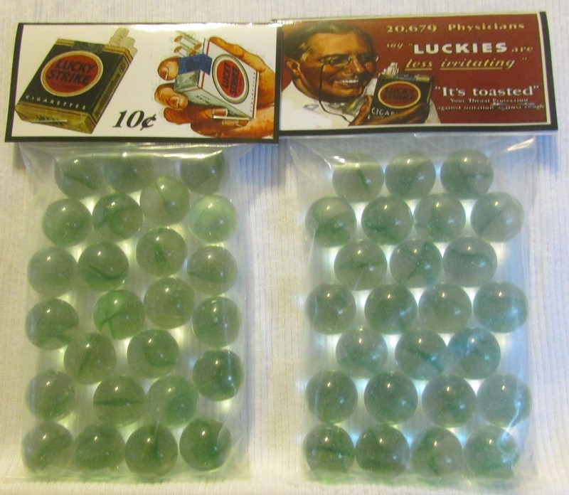 2 Bags Of Lucky Strikes 10 Cents Pack of Cigarettes Promo Marbles