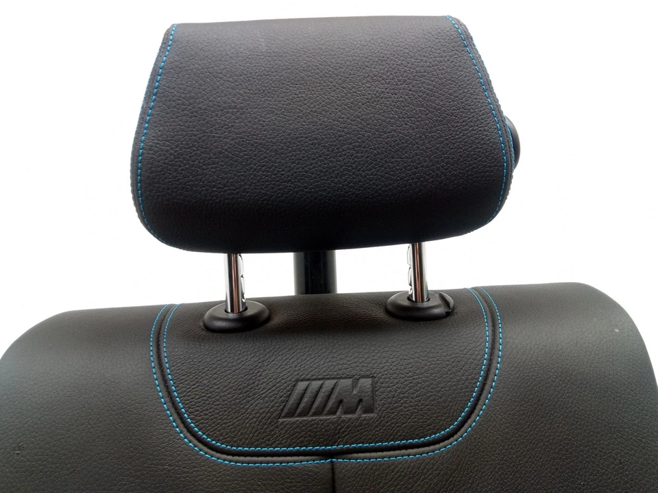BMW M2 2016-2021 trasero derecho cuero asiento superior trasero con costuras azules OEM Foto 2 de 4
