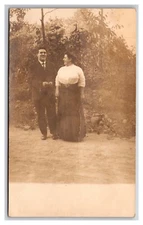 RPPC Cute Couple Standing in the Road UNP Postcard XC7