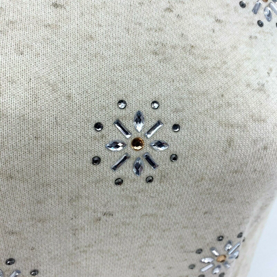 Eyeshadow Sweatshirt Women Small Rhinestone Exposed Zipper Work Office Snowflake - Image 4 of 4