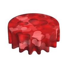 60 Inch Round Valentine's Day Tablecloth Romantic Love Table Cover for Kitchen