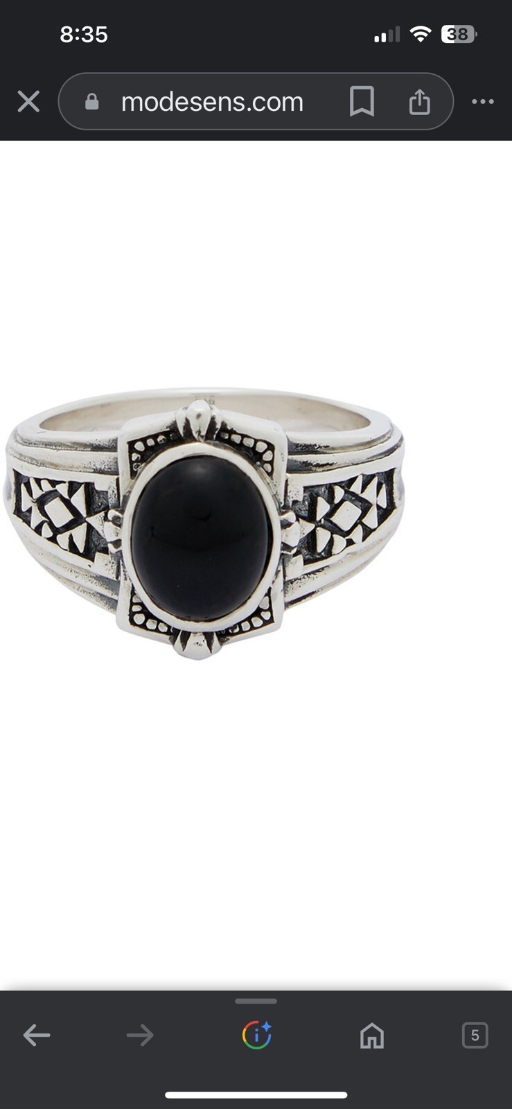 Clocks and Colors Crossroads Ring Black Onyx Size 10 Sterling Silver