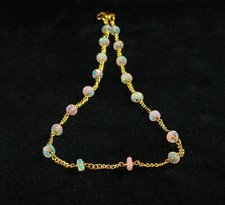 Natural fire Ethiopian opal beaded chain necklace for women, Handmade necklace