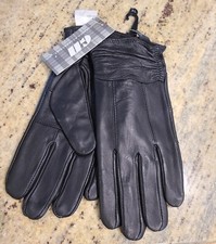 New Women's Size XL Black Soft Leather 10" Fleece Lined Gloves Ruched Cuff