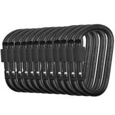 12Pack 3 Inch Aluminum Locking Carabiner Clips D Ring Spring Snap Key Chain Hook
