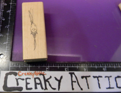 FISH GOLD ANGEL LONG NARROW VIEW RUBBER STAMPS ART GONE WILD E395 CREAKYATTIC