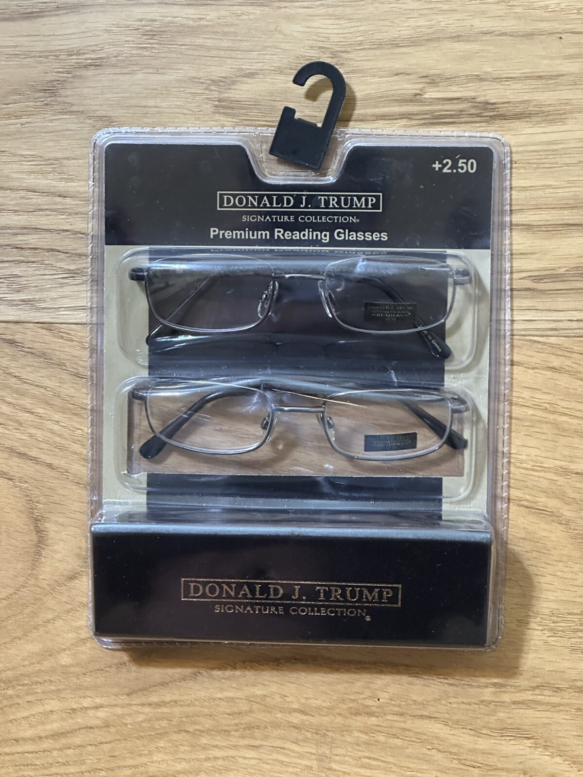 Donald Trump Signature Silver Metal Eyeglass Frames 2 Pair with Case