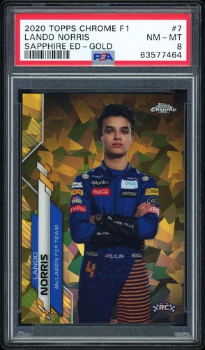 Lando Norris 2020 Topps Chrome Formula 1 Sapphire F1 #7 Gold Portrait /50 PSA 8