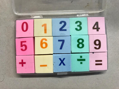 10x Päckchen 0-9 Zahlen Mathematik Mathe Radiergummis in Boxen Partytüte Geschenke