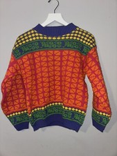 1980s Vintage Really Rad Colorful Patterned Bold Sweater Sz Med 10/12