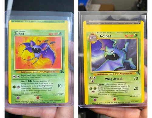 ⭐️💎⭐️Error Miscut Zubat + Golbat - Fossil + Base Sets 1999 Pokémon NFC?⭐️💎⭐️