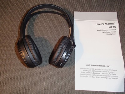 *NEW* DUAL CHANNEL INFARED WIRELESS STEREO HEADPHONE BLACK AVA ENTERPRISES HP25