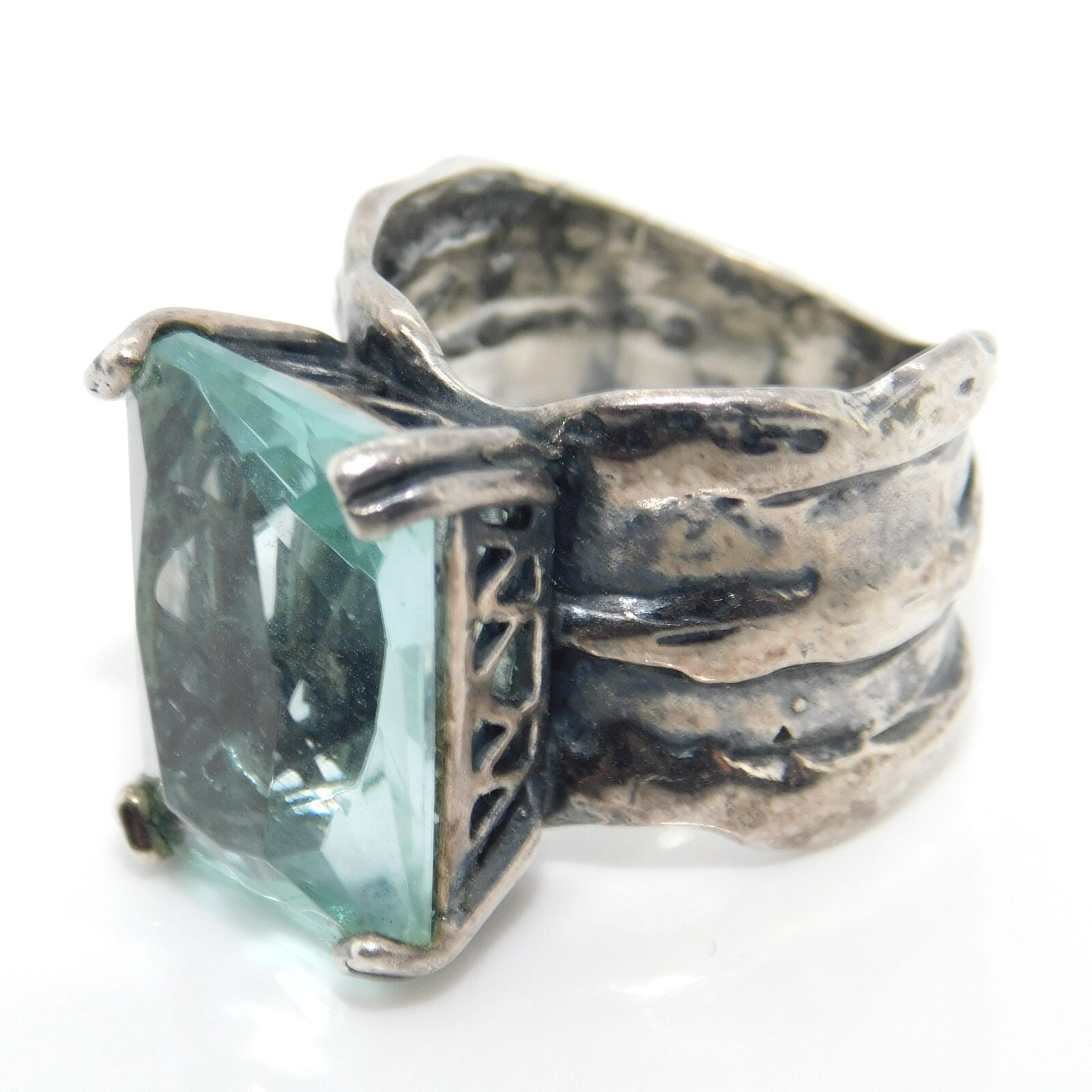 Silpada 925 Sterling Silver Rectangular Aqua Glas… - image 2