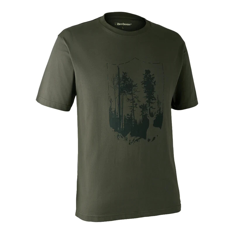 Deerhunter T-shirt with Shield in Bark Green - XL