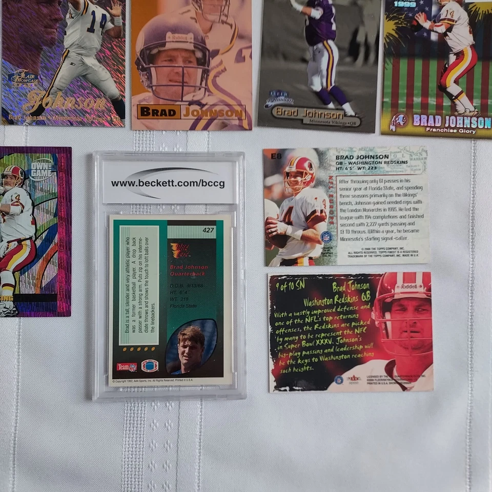 BRAD JOHNSON Rookie Card #427 BCCG 9 Near Mint🏈 44 Cards 1992-2003 RARE LOT 🔥 - Image 4 of 4
