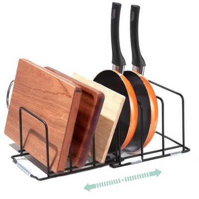 Adjustable Pot Pan Organizer Rack Kitchen Cabinet Holder Cutting Board Counter