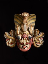Unique Handcrafted 18 inch Wooden Demon Devil Cobra Mask Sri Lanka Traditional
