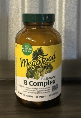 MegaFood Balanced B Complex Vitamin Supplement - 90 Tablets - Exp 2/2028