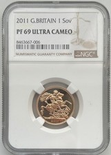 2011 Proof Full Gold Sovereign - NGC PF 69 Ultra cameo