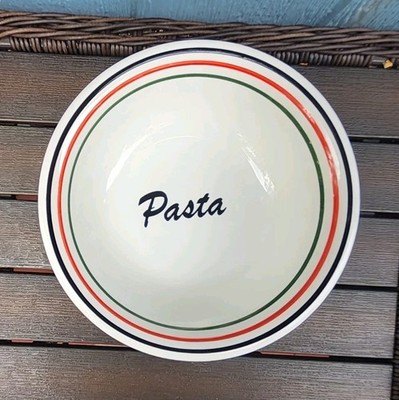 La Primula Roma Pasta Serving Bowl Italy Black Orange Green Rings Hand Painted 