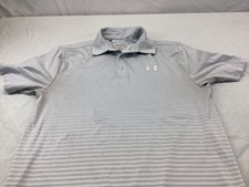 Under Armour Polo Shirt Mens Small Gray Stripes Playoff Loose H