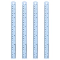 4 StüCk Gerade Lineale 30Cm Metrisch Sae Aluminium Lineale Mit Loch Hellblau