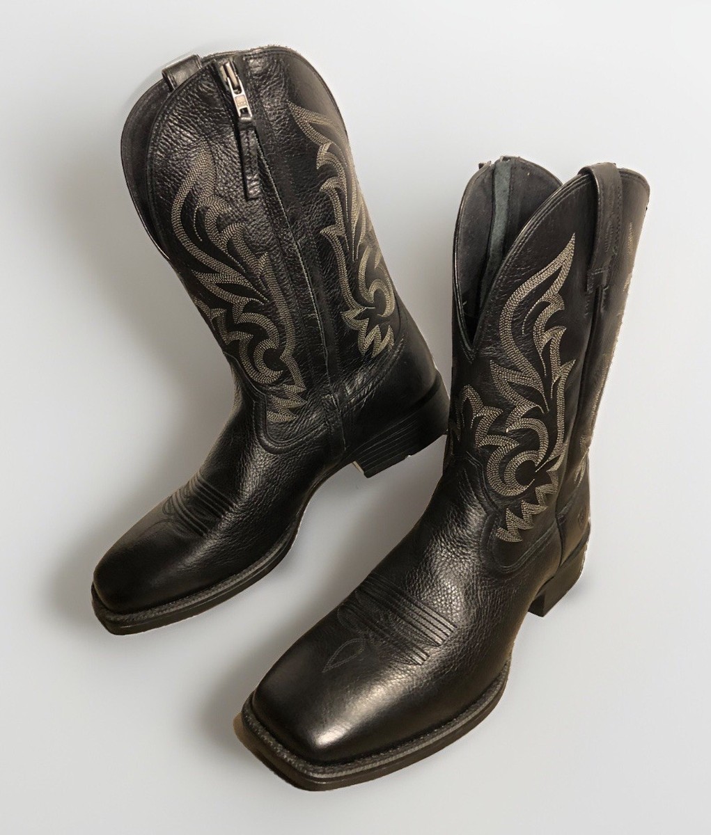 Ariat Mens 13D Slim Zip Ultra Black Deertan Western Cowboy Boots