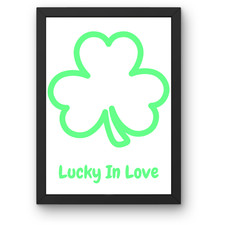 Green Shamrock Home Sign Wall Art Lucky In Love St Patrick  s Day Unframed