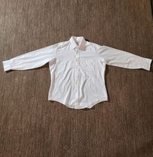 VTG Sears Perma-Prest Mens Button Down Long Sleeve Shirt White Striped 16  34-35