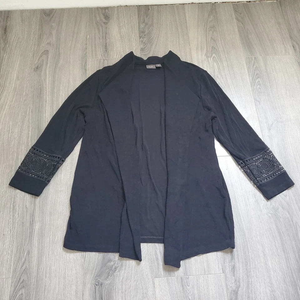 Chicos 旅行者夹克裙套装女式 L / 2 蕾丝装饰开襟职业奇思妙想 — 第 2/4 张图片