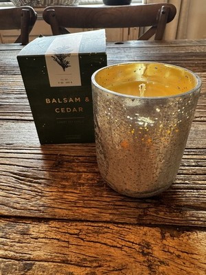 Illume - Balsam & Cedar Boxed Crackle Glass Candle, 9oz, NEW