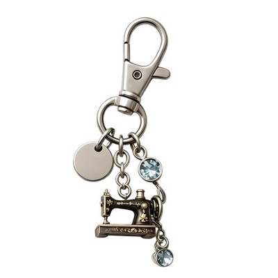 Retro Sewing Machine Charm Soft Clay Handmade Decorative Keychain Unique Gift