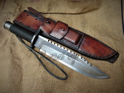 #ad ACID WASH HEAVY DUTY RAMBO SURVIVAL CAMPING HUNTING BOWIE KNIFE WITH SHEATH $129.99