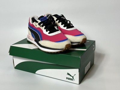 Puma City Rider Weiß Pink Blau Urban Rave Y2K Neu Größe 4 UK EU 37