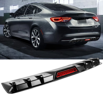 For Chrysler 200 2011-2017 Glossy Rear Bumper Diffuser Lip w/Led Brake Light