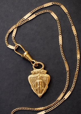 Gucci Vintage GG Pendant Necklace Brass Knight Coat Of Arms Logo