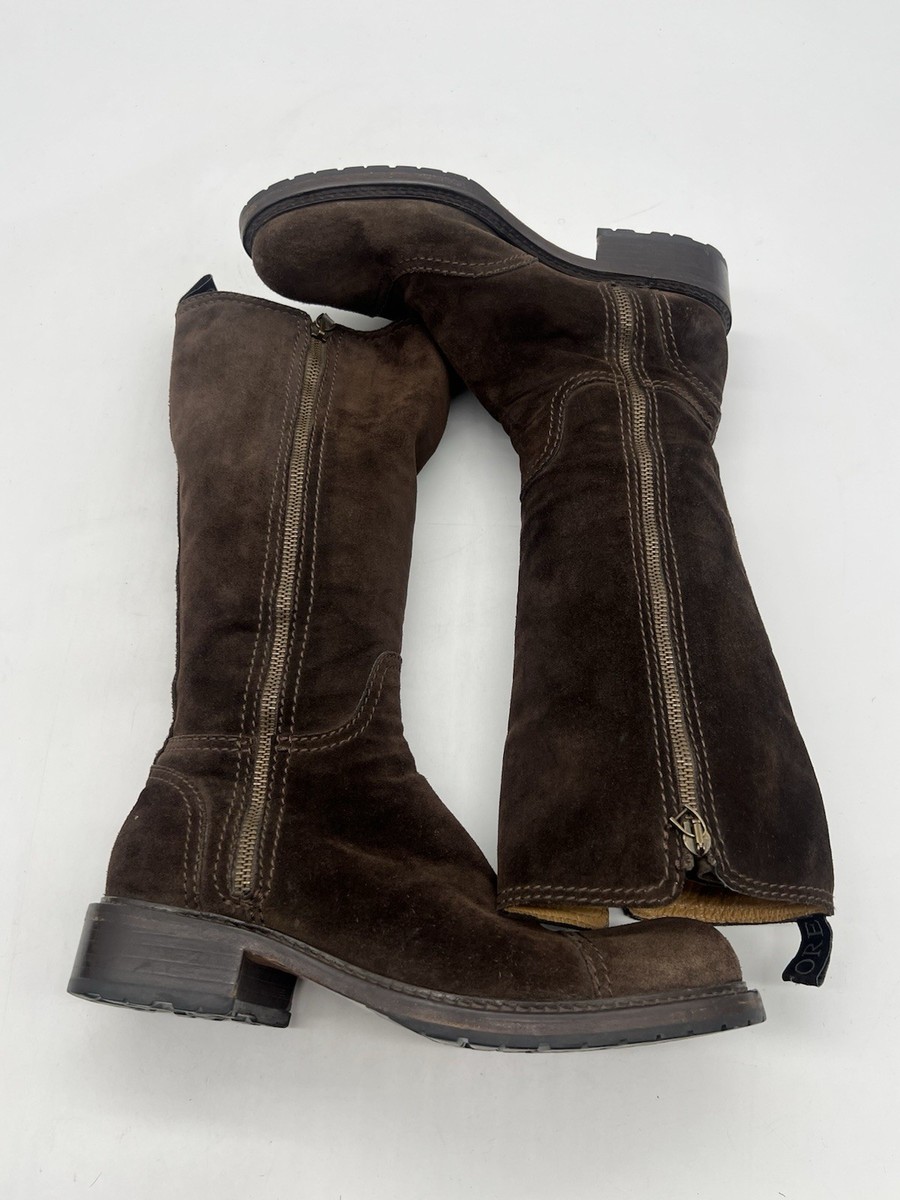 Sartore Paris Women's Sz 37.5 US 7 Brown Suede Side Zipper Tall
