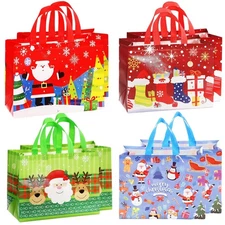 Best MTRSOCHO 8 Pack Christmas Gift Bags with Handles Non-Woven Large Tote for