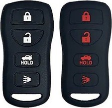 Key Fob Cover: 2 Pcs 4 Buttons Silicone Remote Case Protect Color: Black Black