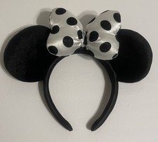 Disney Parks White Black Polka Dot Minnie Mouse Ears Headband
