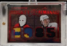 2019-20 Leaf Ultimate Hockey Almanac PELLE LINDBERGH / MARIO LEMIEUX Ruby 3/4