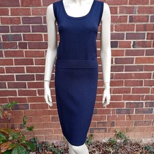 St John 2pc Navy Santana Knit Top And Skirt Set 8