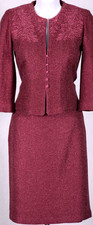 ST.JOHN Women's Red Pink Embroidere Shimmer Beads Studs Jacket NWT Skirt Sz 8-10