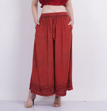 Women's Elastic Waist Solid Embroidered Long Plazzo Pant Wholesale Mix Lot